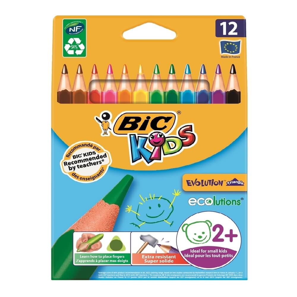 Bic Kids Evolution Jumbo Üçgen Kuru Boya Kalemi 12 Renk 829735